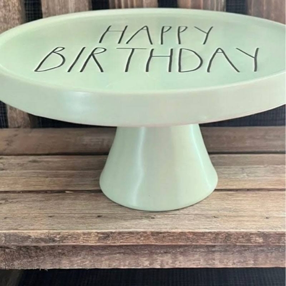 Rae Dunn HAPPY BIRTHDAY Cake Stand, Mint Green, Birthday Display - Picture 2 of 3
